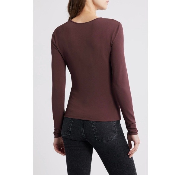 FRAME The Keyhole Matte Jersey Top in Cabernet Size S - Picture 15 of 16